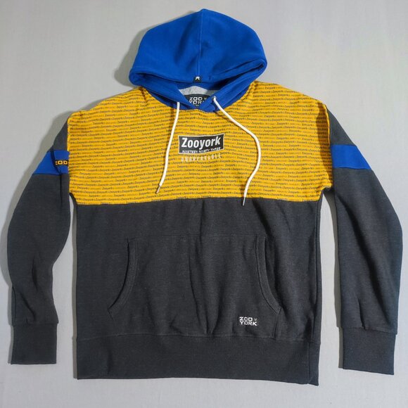 Zoo York Unbreakable Hoodie men's size XL grey yellow blue with text pattern - Picture 1 of 10